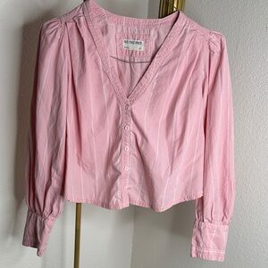 We The Free Blush Button-Up V-Neck Blouse